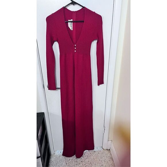Tricots by Youth Guild Womens Ribbed Knit Long Sleeve Maxi Long Dress Red Size 6 - Picture 1 of 16
